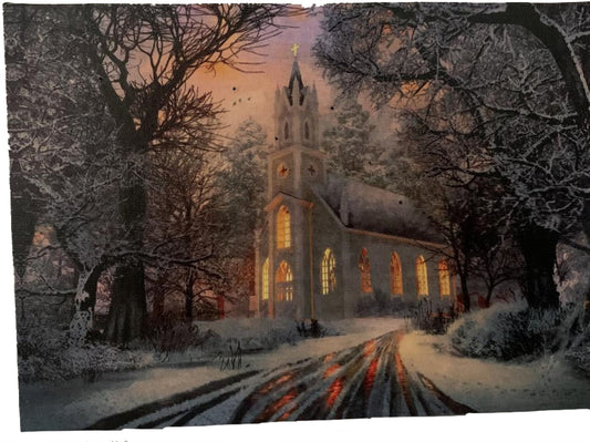 Country Church 6x8 LIGHTED PICTURE