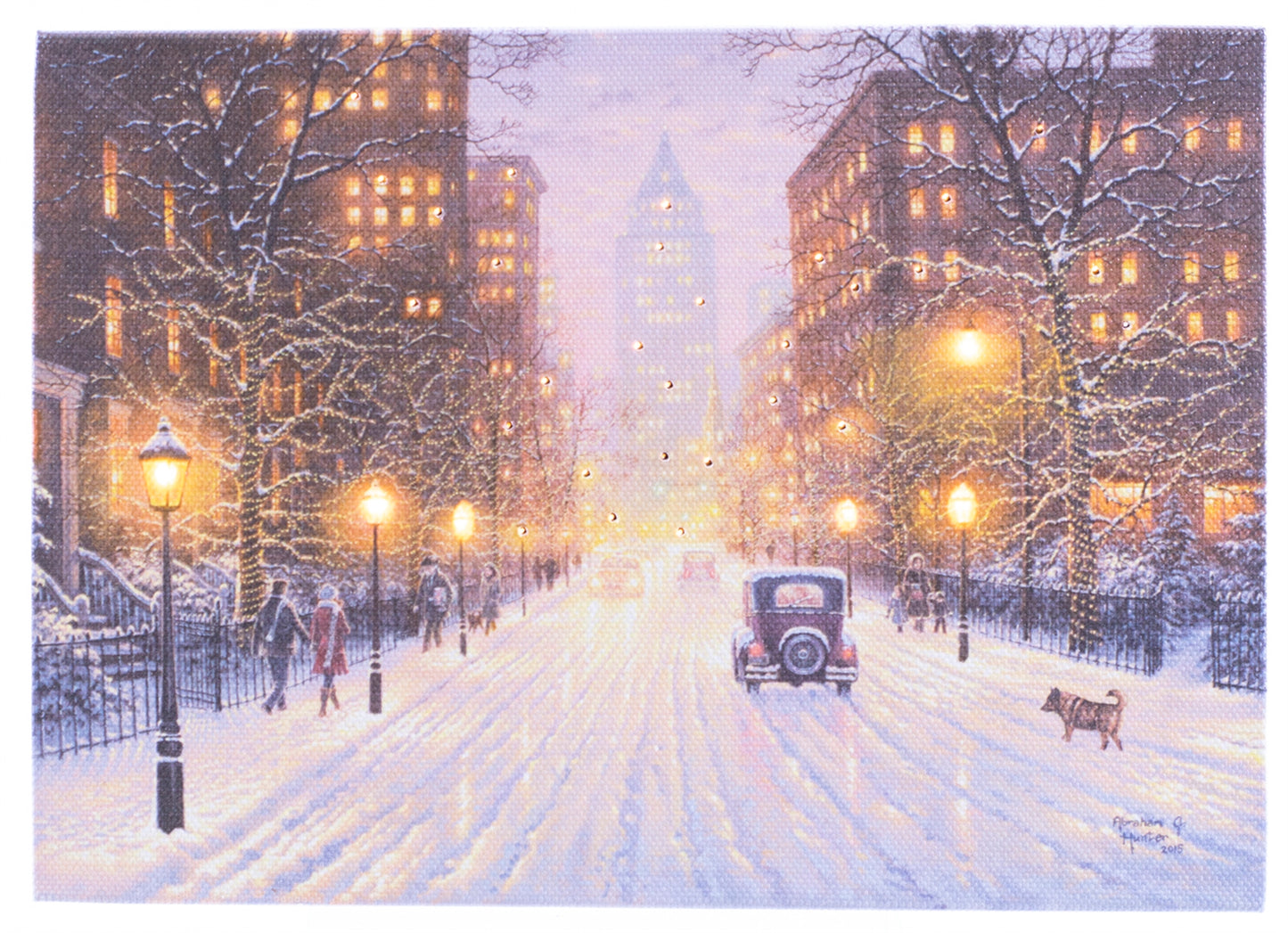 City Street Winter 6x8 LIGHTED PICTURE