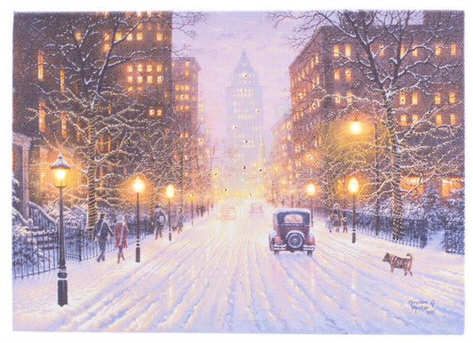 City Street Winter 6x8 LIGHTED PICTURE