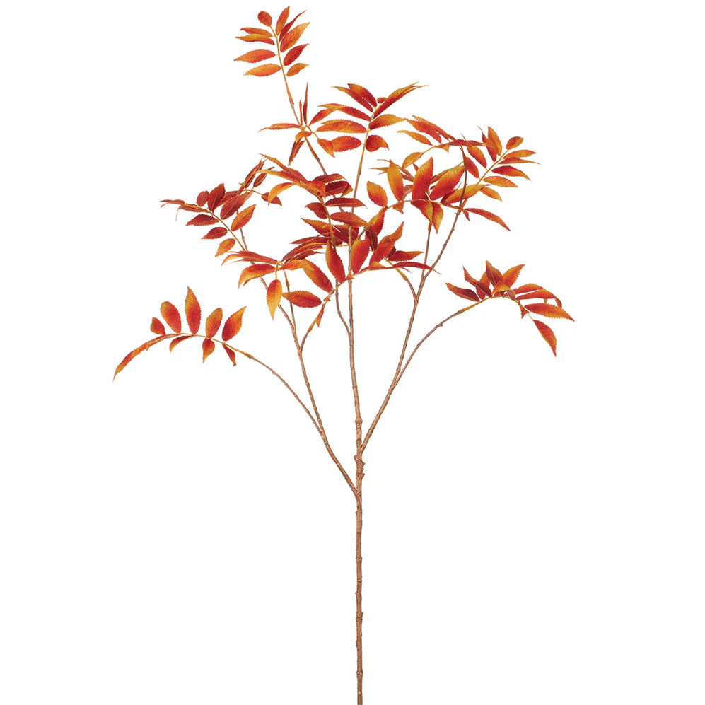 37in Metallic Sorbus Leaf Spray FLAME