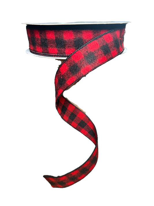 25YDx1.5in Buffalo Plaid Red and Black, Flannel 37