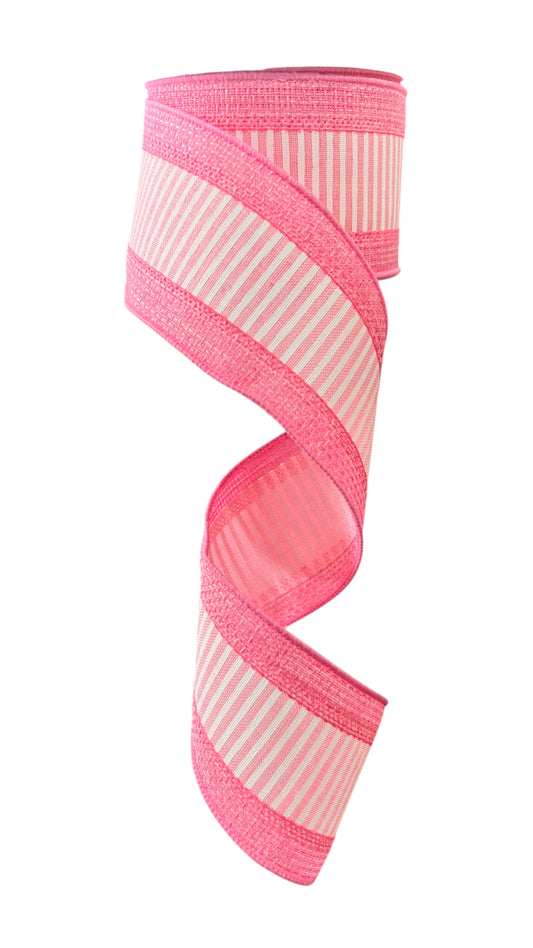 2.5inx10yd 3in1 Horizontal Stripe PINK/WHITE