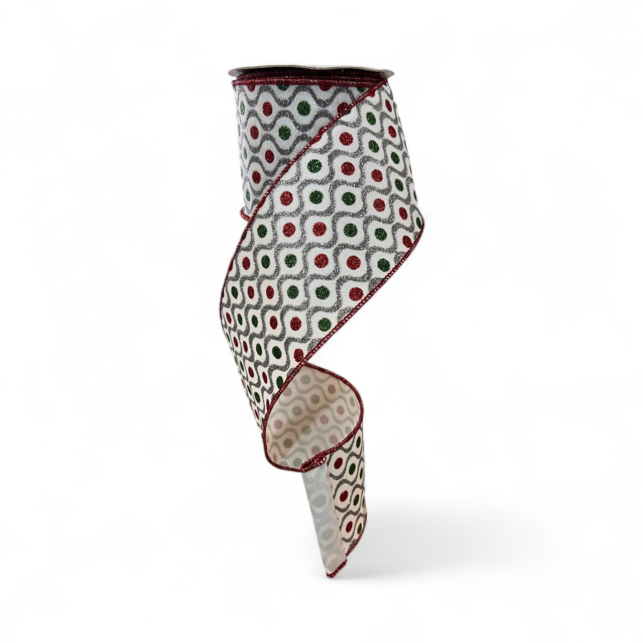 4in Peppermint Twist RED/GREEN Dot Silver