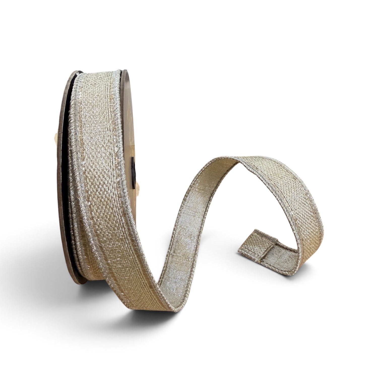 D. Stevens 1" x 10 Yard Bullion Trim Ribbon – Platinum Designer Wired Ribbon Brian Lane Designs