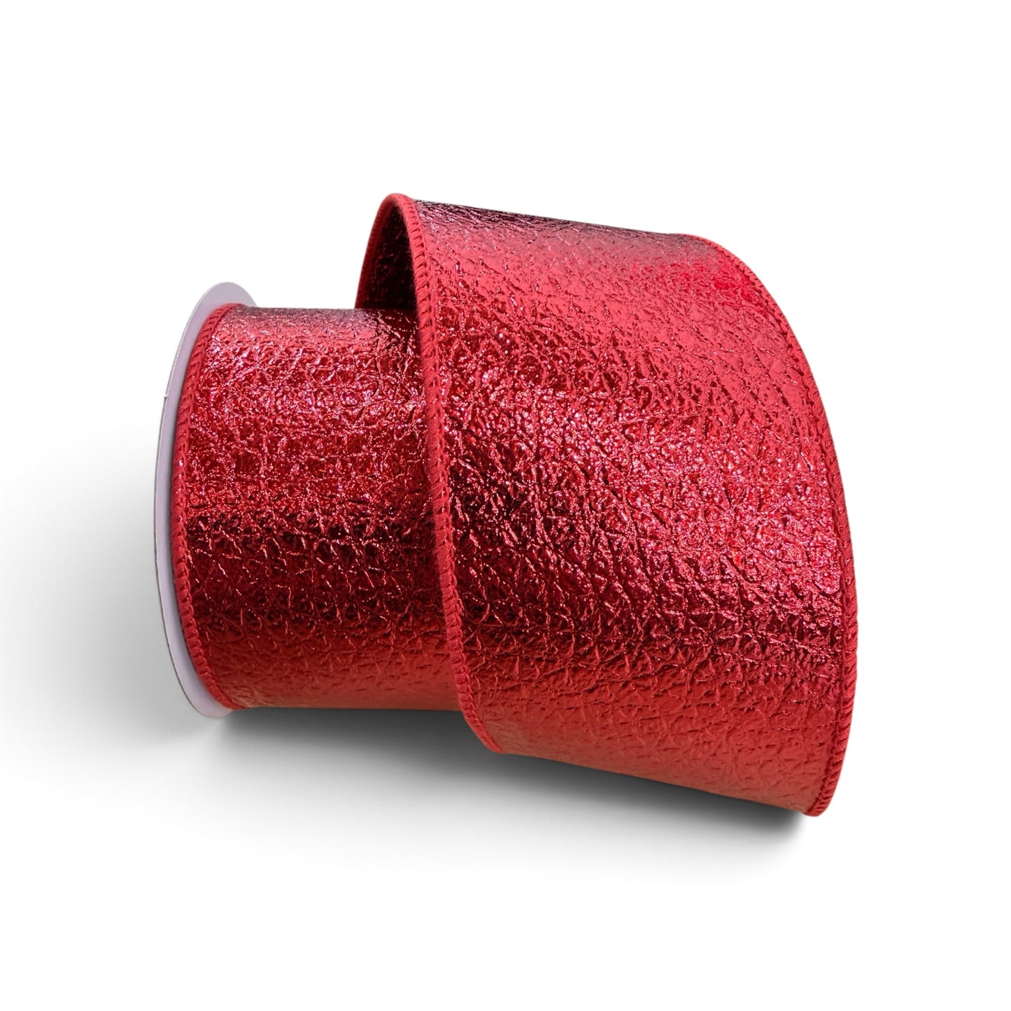 2.5" Water Dot Fused Shiny Red Wired Christmas Ribbon | 10 Yard Roll Craig Bachman