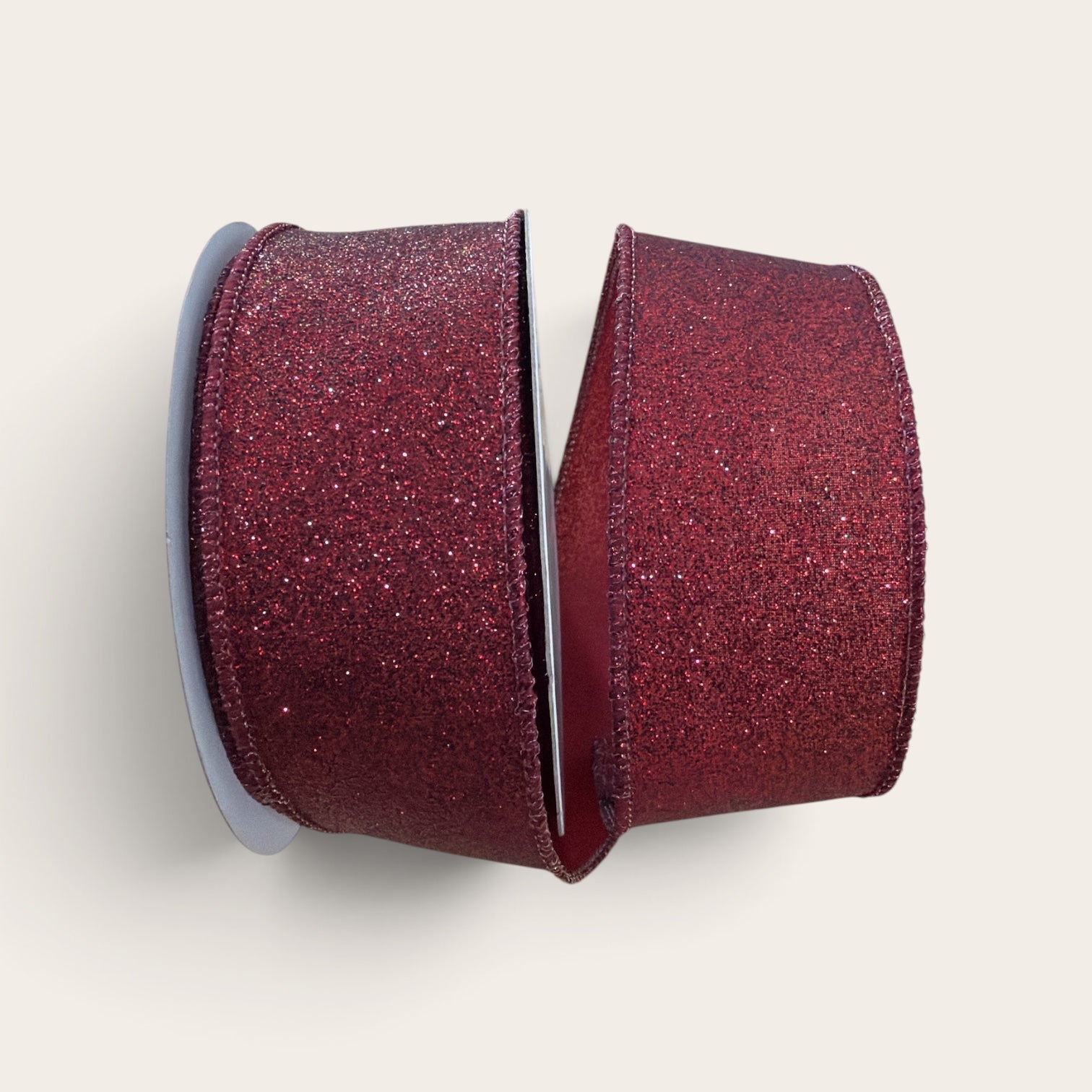1.5" Shimmer Glitter Cranberry Wired Christmas Ribbon | 10 Yard Roll Craig Bachman