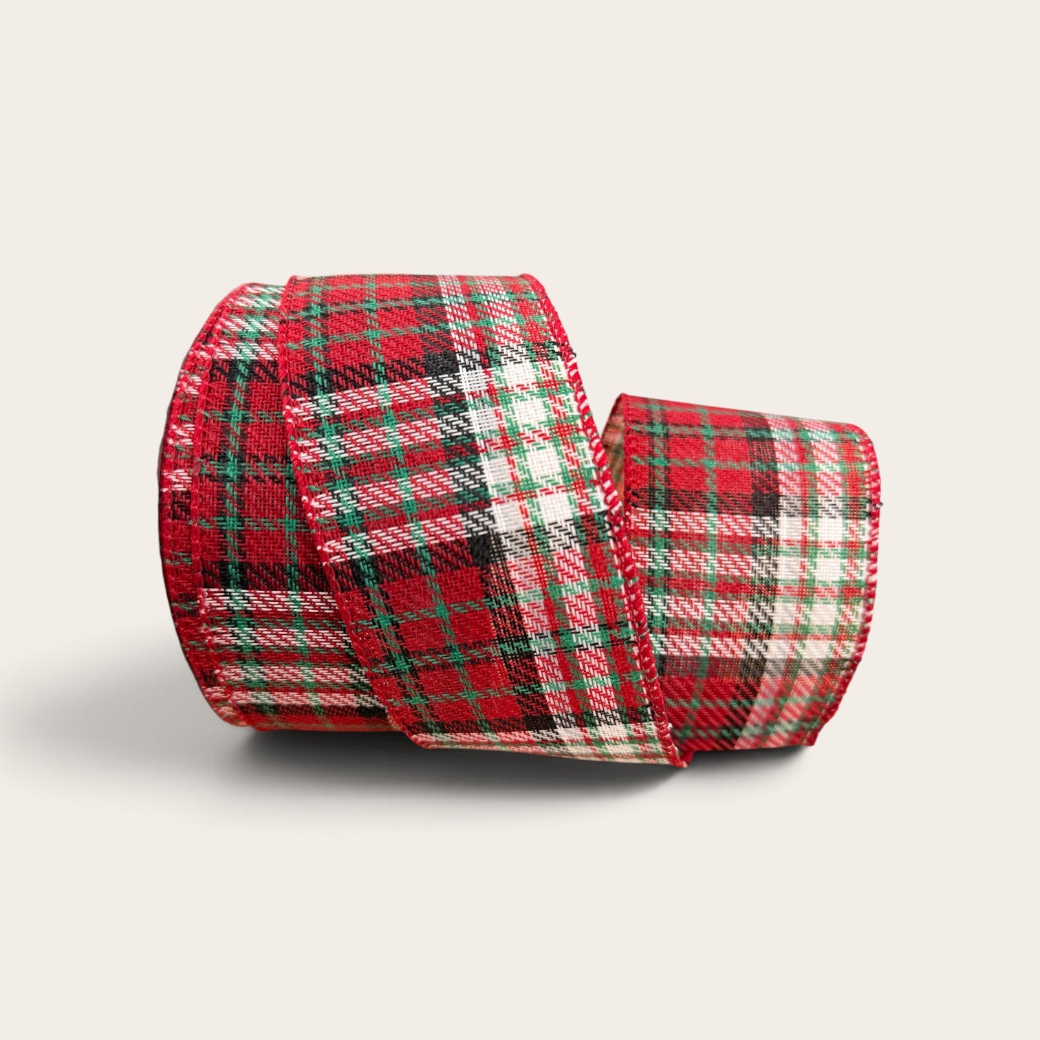 2.5 inch twill plaid weave multi color wired ribbon 20 yard roll for Christmas wreaths bows gift wrapping and holiday decorating