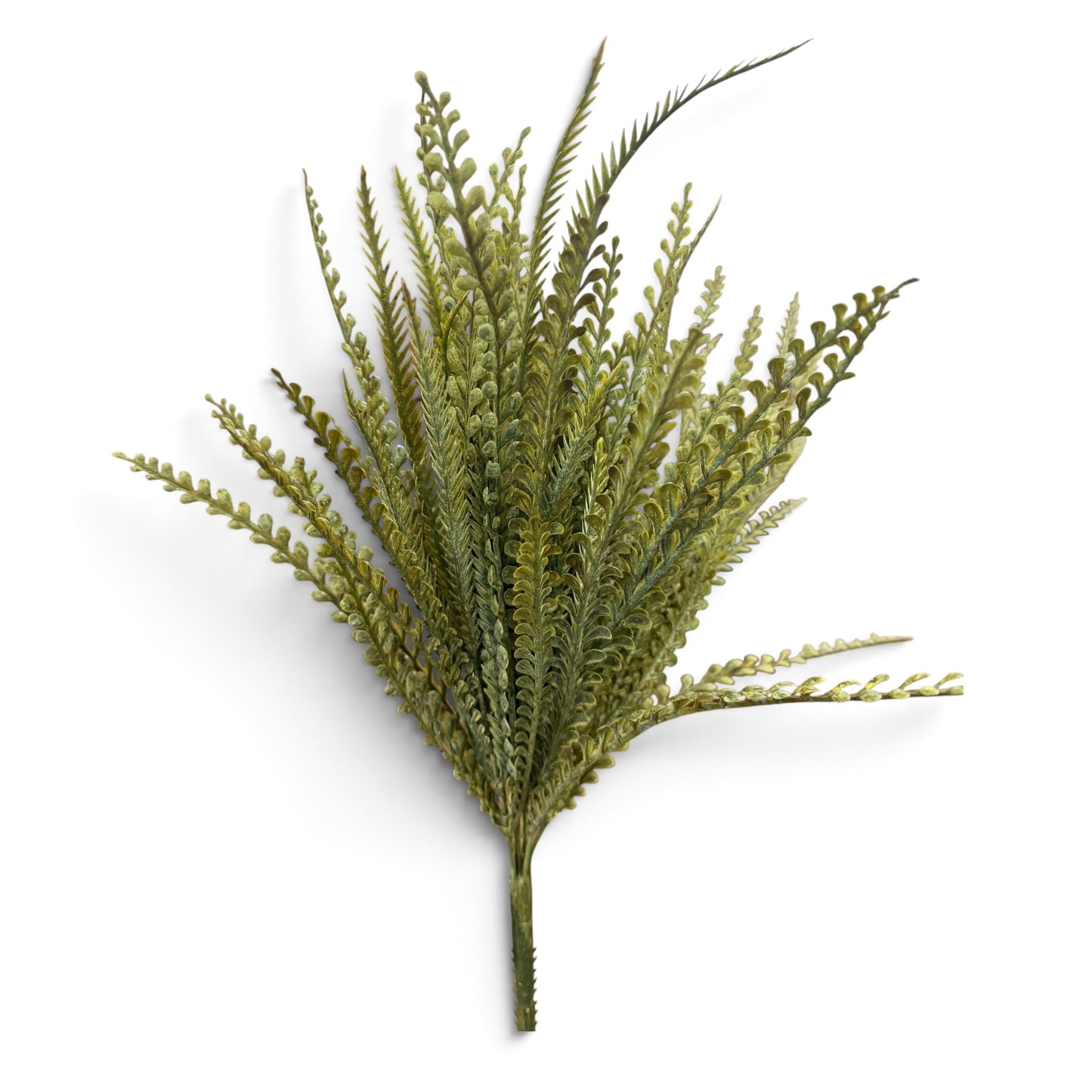 A 20-inch artificial harvest grass bush featuring numerous slender stems with layered, fern-like foliage in a soft light mustard color. The bush is photographed against a neutral background, highlighting its airy texture and natural shape for use in wreaths, floral arrangements, and seasonal home décor.