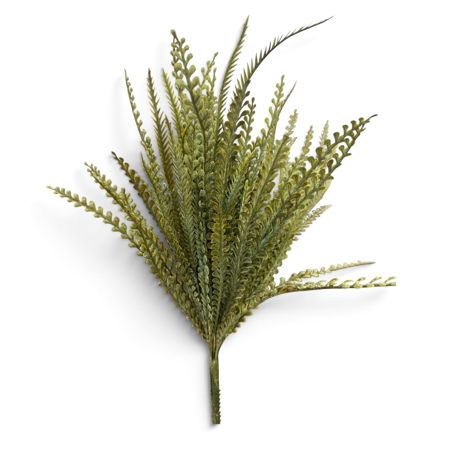 A 20-inch artificial harvest grass bush featuring numerous slender stems with layered, fern-like foliage in a soft light mustard color. The bush is photographed against a neutral background, highlighting its airy texture and natural shape for use in wreaths, floral arrangements, and seasonal home décor.