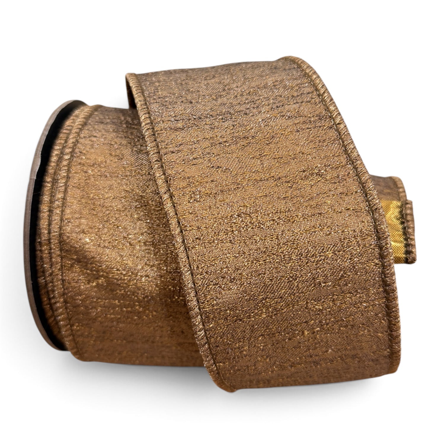 D. Stevens 2.5 inch Iced Metallic Aurora Chocolate wired designer ribbon with rich brown metallic textured finish on a 10-yard roll.