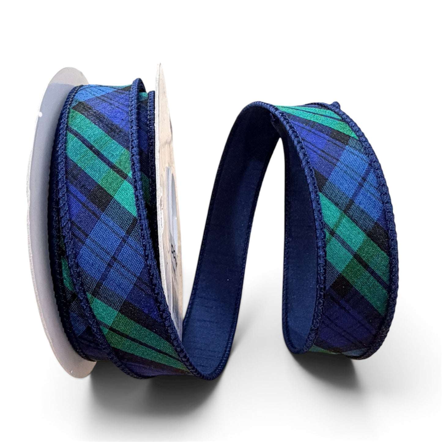 1" x 10 Yds. Navy, Blue & Green Tartan Plaid David Christopher Designer Ribbon David Christopher