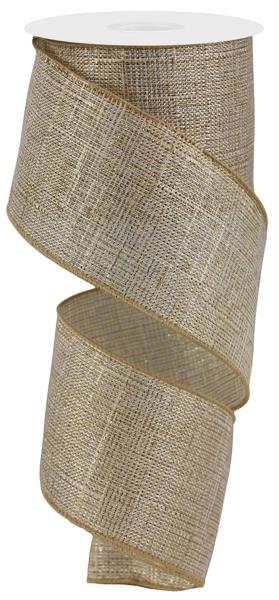 2.5inx10yd Metallic Royal Burlap CREAM/GOLD aaa