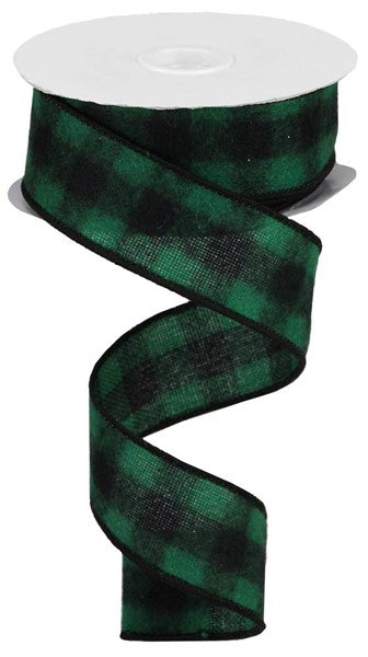 1.5inx10yd Fuzzy Flannel GREEN Check