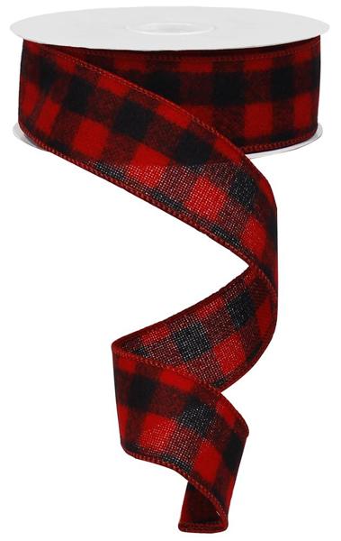 1.5inx10yd Fuzzy Flannel RED/BLACK