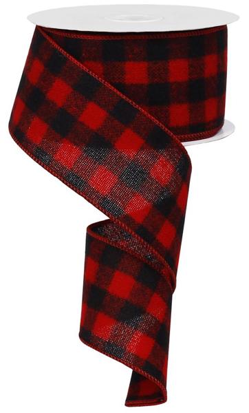 2.5inx10yd Fuzzy Flannel RED/BLACK