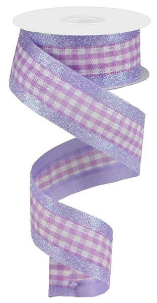 1.5inx10yd 3in1 Glitter Gingham Check LAV/WH/IRID