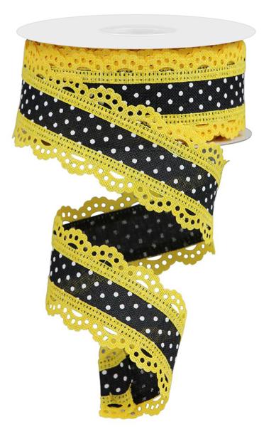1.5inx10yd Raised Swiss Dots w/ Lace