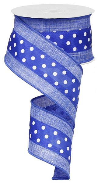 2.5inx10yd Polka Dot w/Royal BLUE