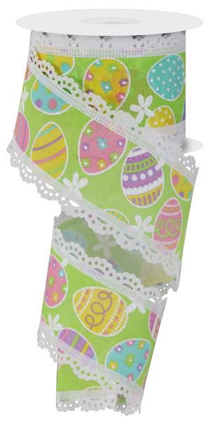 2.5inx10yd Easter Egg Lace GR/PI/LA/YE
