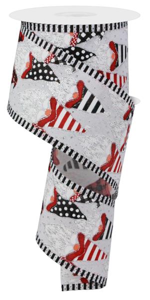 2.5inx10yd RED/BLACK Stripe Gnomes aaa