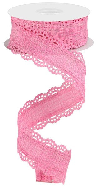 1.5inx10yd Scallop Edge Royal Burlap PINK