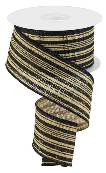 1.5inx10yd  Vertical Stripe Faux Burlap NATURAL/BLACK (Copy)