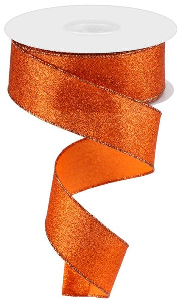 1inx10yd Fine Glitter on Faux Royal ORANGE
