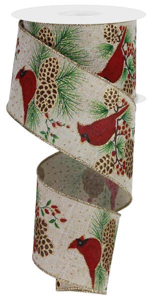 2.5 inch X 10 yard Cardinal/Pine on Dotted Natural Craig Bachman