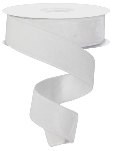 1.5inx10yd WHITE Velvet Satin-back
