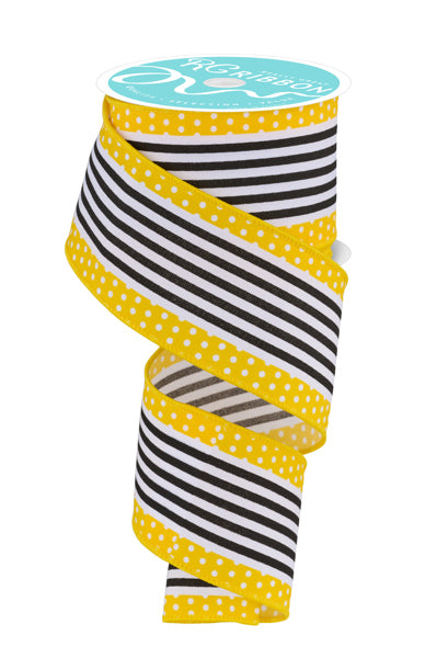 2.5inx10yd Vert Stripe Polka Dot