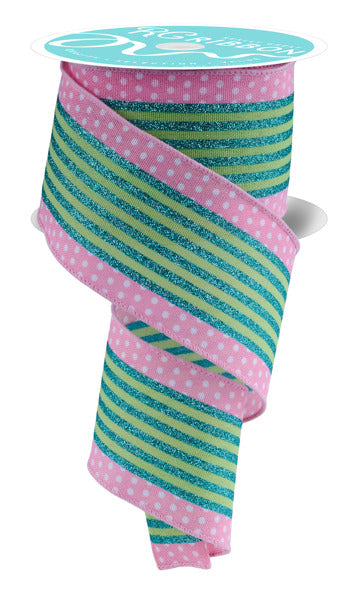 2.5inx10yd Vert Stripe/Polka Dot Edge