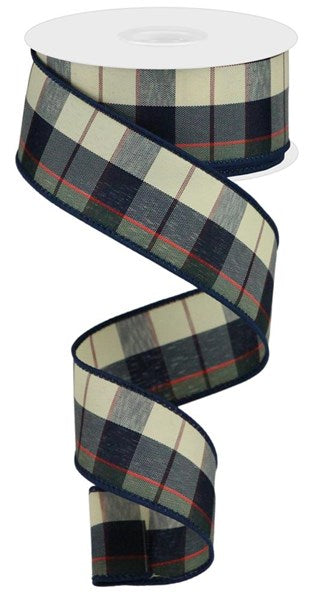 1.5inx10yd NAVY/GREY Plaid Ribbon