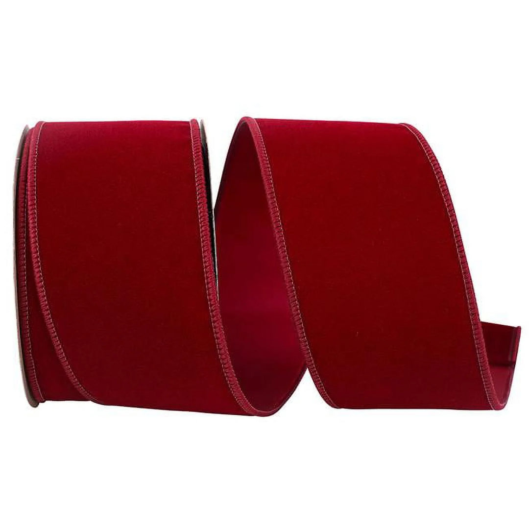 2.5inx10yd Velvet Satin Scarlet Ribbon