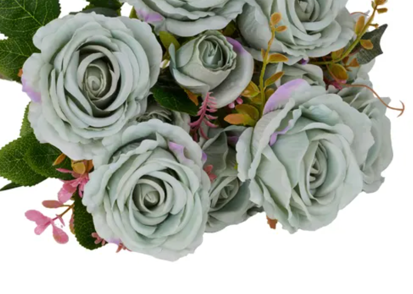 19 Inch Sage Green Rose/leaf Bush