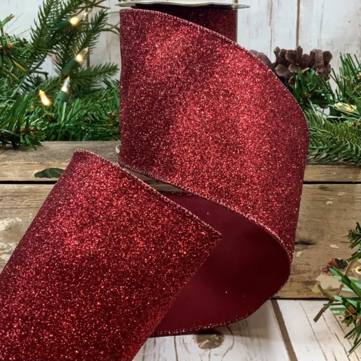 2.5inx10yd DStevens Vintage Glitter RED