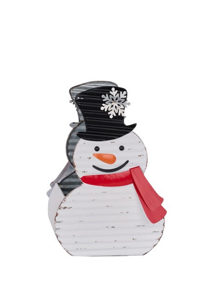 11.5in Tin Snowman Planter