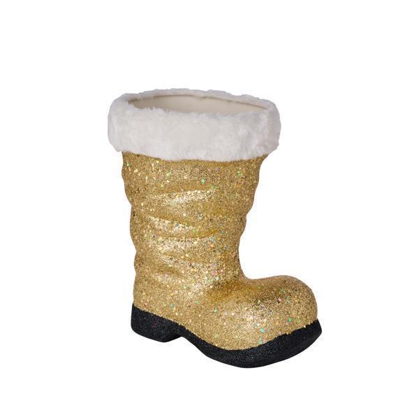 9.5in Glitter Fur GOLD Santa Boot