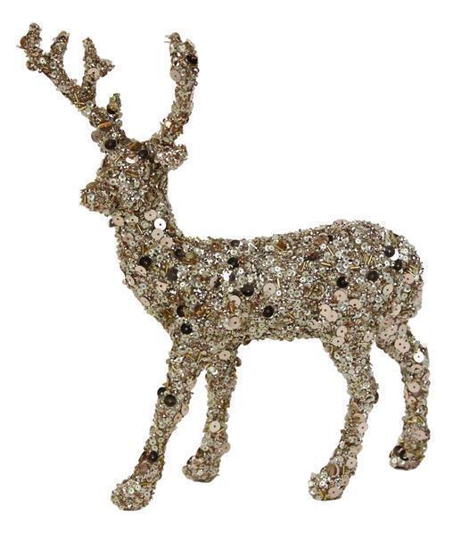 12in Sequin/Glitter Deer CHAMPAGNE