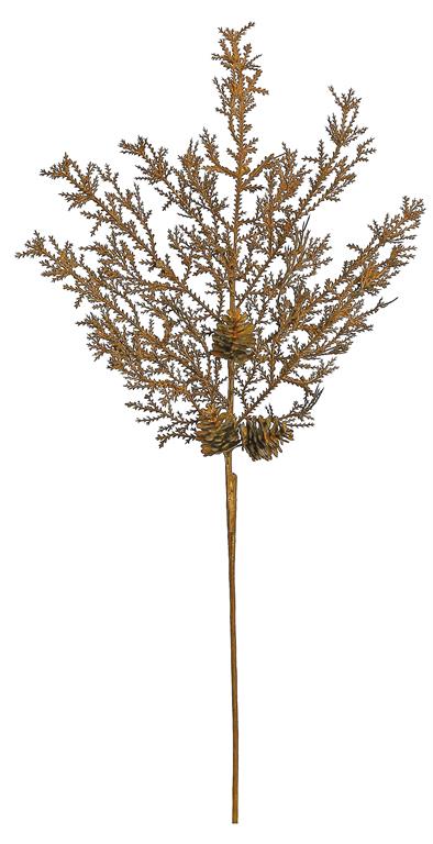 32in Bronze Gold Cluster Cedar w/Cones - Premium Greenery for Wreaths, Arrangements and Home Decor