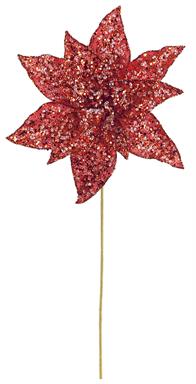 20in Poinsettia w/Bead Sequin & Glitter RED ttt