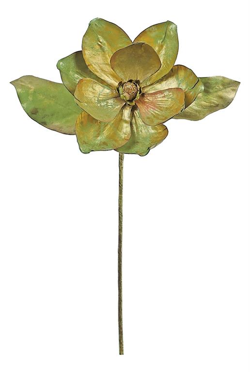 23in Green Metallic Magnolia - Premium Florals for Wreaths, Arrangements and Home Decor