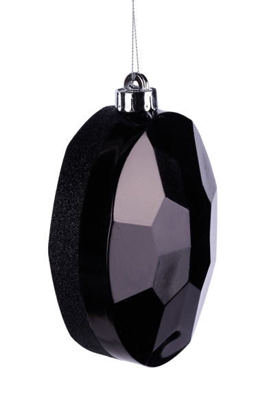 6.5x4.25in Oval Glitter Gem Stone BLACK