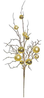 27 inch Ornament and twig Spray Gold