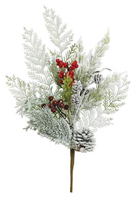 20in Snowy Pine w/ Cone and Berries g