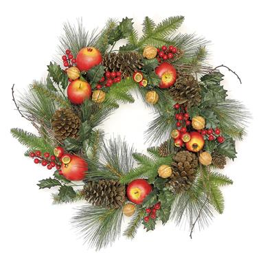 24in Pomegranate Apple Pine Cone WREATH