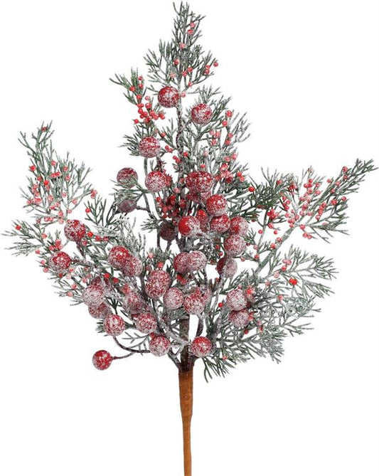 15in Frosted  Pine & Mix Berries - Premium Greenery for Wreaths and Home Decor Select Artificial
