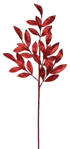 31in Glitter Bay Leaf RED Select Artificial