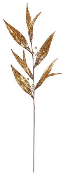 33.5" GLITTER LEAF AND BERRY STEM COPPER/GOLD aaa