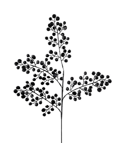 33in Glitter BLACK Round Leaf Spray