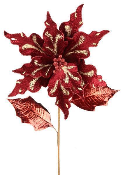 32in Velvet/Shiny Poinsettia BURG/GOLD